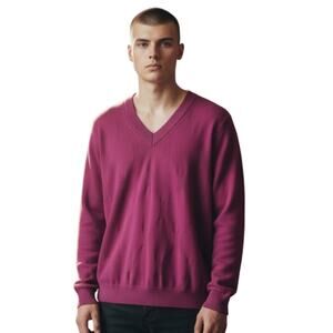 Arach & Cloz Mens Burgundy Vee Neck Sweater XL New W/Tags Pullover Soft Preppy